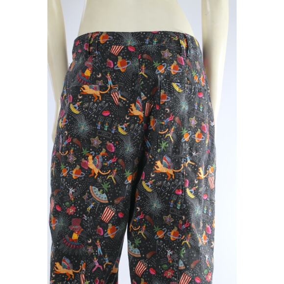 Farm Rio Amorina Anthropologie Pants Size L Whimsical Multicolor Denim Boho - Picture 14 of 16